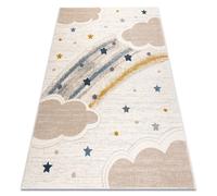 Alfombra KIDDO 5264 blanco / crema nubes arcoíris estrellas para niños sensorial 80x150 cm