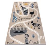 Alfombra KIDDO 5316 beige / blanco animales zoo para niños sensorial 140x190 cm
