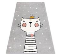 Alfombra KIDDO 6106 gris claro / blanca gatito corona para niños sensorial 240x330 cm