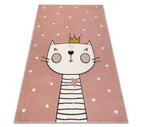 Alfombra KIDDO 6106 rosa claro / blanca gatito corona para niños sensorial 180x270 cm