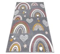Alfombra KIDDO 6109 gris oscuro / blanco arcoíris corazones para niños sensorial 180x270 cm