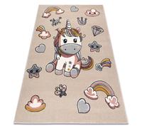 Alfombra KIDDO 6110 crema / blanco Unicornio arcoíris para niños sensorial 240x330 cm