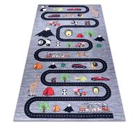 Alfombra lavable BAMBINO 2092 Calles coches para niños antideslizante - antracita 140x190 cm