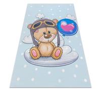 Alfombra lavable BAMBINO 43030 Oso de peluche el piloto para niños antideslizante - azul / marrón 120x170 cm