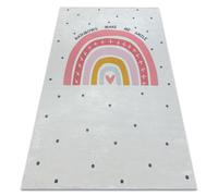 Alfombra lavable BAMBINO 47810 Arcoiris puntos para niños antideslizante - blanco / rosado 160x220 cm
