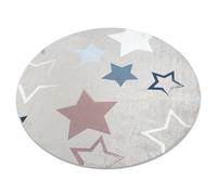 Alfombra lavable BAMBINO 48130 círculo Estrellas para niños antideslizante - beige / gris circulo 80 cm