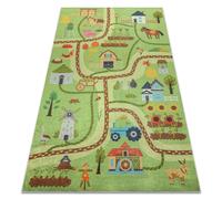 Alfombra lavable BAMBINO 50200 Aldea calles para niños antideslizante - verde / marrón 200x290 cm