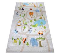 Alfombra lavable BAMBINO 50230 Zoo calles para niños antideslizante - beige / verde 160x220 cm