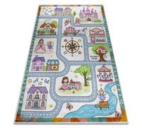 Alfombra lavable BAMBINO 61430 Princesa alfabeto calles para niños antideslizante - gris / rosado 200x290 cm