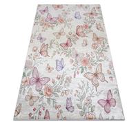 Alfombra lavable BAMBINO 61450 mariposas para niños antideslizante - crema / rosado 160x220 cm