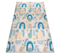 Alfombra lavable BAMBINO 61460 Geométrico para niños antideslizante - beige / azul 200x290 cm