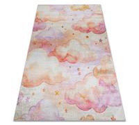 Alfombra lavable BAMBINO 61510 Nubes estrellas para niños antideslizante - crema / rosado 140x190 cm