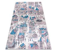 Alfombra lavable BAMBINO 61560 Ciudad calles para niños antideslizante - beige / azul 140x200 cm