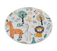 Alfombra lavable BAMBINO 61570 circulo Animales África para niños antideslizante - crema / verde circulo 80 cm