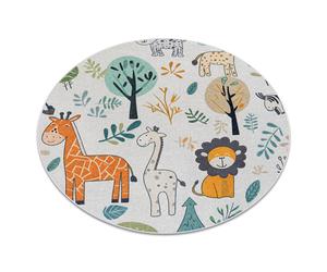 Alfombra lavable BAMBINO 61570 circulo Animales África para niños antideslizante - crema / verde circulo 160 cm