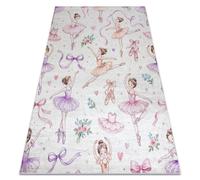 Alfombra lavable BAMBINO 61600 Bailarina para niños antideslizante - crema / rosado 80x150 cm