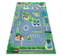 Alfombra lavable BAMBINO 9028 Ciudad calles para niños antideslizante - verde / gris 140x200 cm