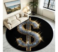 Alfombra lavable de pelo corto, redonda, 160 cm, moderna, de lujo, símbolo luminoso, para terraza, salón, dormitorio, con parte inferior antideslizante, para habitación de los niños, adolescentes
