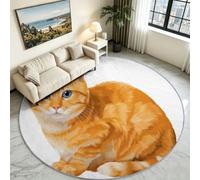 Alfombra lavable de pelo corto, redonda, 160 cm, realista, para mascotas, gatos, terrazas, alfombras decorativas para salón, dormitorio, con parte inferior antideslizante, para habitación de los niños