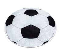 Alfombra lavable JUNIOR 51553.802 circulo futbol para niños antideslizante - negro / blanco circulo 160 cm