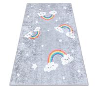 Alfombra lavable JUNIOR 52063.801 Arcoiris nubes para niños antideslizante - gris 80x150 cm