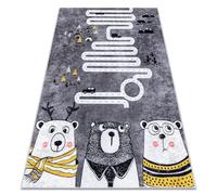 Alfombra lavable JUNIOR 52107.801 Osos animales calles para niños antideslizante - gris 200x290 cm