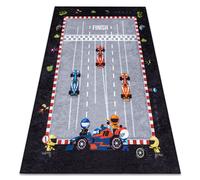 Alfombra lavable JUNIOR 52108.801 Carrera fórmula 1 para niños antideslizante - gris 200x290 cm