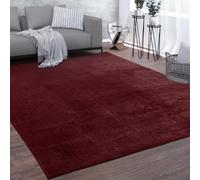 Alfombra lavable para sala de estar, pelo corto, de un solo color, estilo moderno, suave, color rojo, tamaño 200 cm, redonda