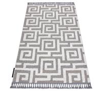Alfombra MAROC P655 laberinto griego gris / blanco Franjas Bereber Marroquí Shaggy 140x190 cm