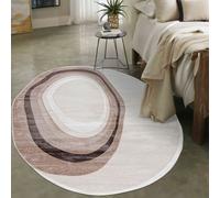 Alfombra Mazovia, color beige, diseño abstracto. Ideal para sala de estar, dormitorio, comedor o oficina. Tejido de microfibra (fleece), diseño irregular, forma irregular. Dimensiones: 160x220 cm