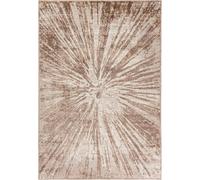 Alfombra Mazovia, color beige, diseño moderno y abstracto. Ideal para sala de estar, dormitorio, comedor u oficina. Fabricada en microfibra de bajo pelo. Forma rectangular. Diseño elegante. Dimensione