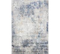 Alfombra Mazovia, color beige, diseño moderno y abstracto. Ideal para salón, dormitorio, comedor u oficina. Fabricada en microfibra de bajo pelo. Forma rectangular. Estilo elegante, en tonos azul gris