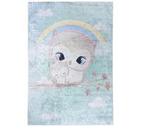 Alfombra Mazovia, diseño de búhos infantiles, color azul, 160x230 cm, pelo corto, fácil de limpiar, ideal para la habitación de los niños