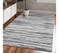Alfombra Mazovia, gris, diseño abstracto. Ideal para salón, dormitorio, comedor o oficina. Fabricada en microfibra de bajo pelo. Forma rectangular. Estilo minimalista. Dimensiones: 140x200 cm