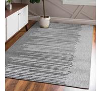 Alfombra Mazovia, gris, diseño abstracto. Ideal para salón, dormitorio, comedor y oficina. Tejido de microfibra (fleece), forma rectangular, estilo minimalista. Dimensiones: 80x150 cm