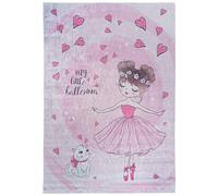 Alfombra Mazovia Koberec para niños, diseño de gato, color rosa, 160x230 cm, pelo corto, fácil de limpiar, ideal para la habitación infantil
