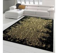 Alfombra moderna, diseño elegante, adornos en y dorado. Tamaño: 120 x 170 cm