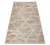 Alfombra moderna DUKE 51557 beige / crema - Geométrico estructurada muy suave flecos 120x170 cm