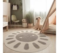 Alfombra moderna para habitación infantil, alfombra de juego suave, con efecto 3D y tonos naturales, de forma redonda y tamaño 160 cm