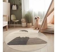 Alfombra moderna para habitación infantil, alfombra de juego suave, con efecto 3D y tonos naturales, de forma redonda y tamaño 160 cm