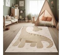 Alfombra moderna para niños, alfombra de juego con pelo suave, efecto 3D, ideal para habitaciones infantiles, en color beige, crema y gris carbón. Tamaño: 120x160 cm