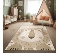 Alfombra moderna para niños, alfombra de juego con pelo suave, efecto 3D, ideal para habitaciones infantiles, en color beige, crema y gris carbón. Tamaño: 120x160 cm