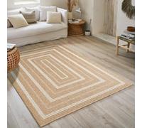 Alfombra Nature Boheme de Yute para salón, Dormitorio, pasillos, Exterior, Color Natural (80 x 80 cm), Color Blanco