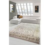 Alfombra oriental con diseño floral, hecha con fibras naturales, de color beige, tamaño 160 x 230 cm