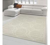 Alfombra oriental con motivos ornamentales discretos | Para interior y exterior | Color crema. Tamaño: 200 x 290 cm