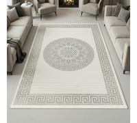 Alfombra oriental de diseño con motivos ornamentales en gris antracita con efecto brillante. Tamaño: 160 x 230 cm