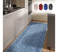 Alfombra para cocina Primaverum, color azul acero. Ancho: 66 cm, largo: 450 cm