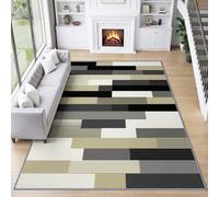 Alfombra para dormitorio lavable con diseño geométrico juvenil, 60 x 90 cm | Alfombra de pelo corto, rectangular, bloque de colores, antideslizante, fácil de limpiar, para salón, habitación infantil