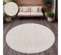 Alfombra para exteriores, resistente a la intemperie, ideal para balcón o salón, estilo escandinavo bohemio, de un solo color, tamaño 200 cm, redonda