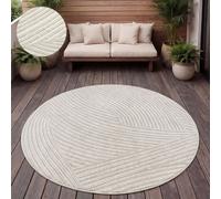 Alfombra para exteriores, resistente a la intemperie, ideal para balcón o salón, estilo escandinavo bohemio, de un solo color, tamaño 200 cm, redonda
